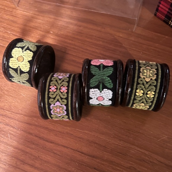 Vintage Dining Vintage Wooden Embroidered Napkin Holders From Austria Poshmark